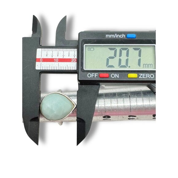 Milky Aquamarine Sterling Silver Teardrop Ring Size 8 Gemstone Jewelry - Picture 2 of 12